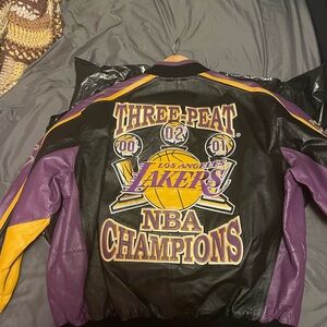 Los Angeles Lakers Three-Peat Bomber Jacket - Black, Purple, Yellow